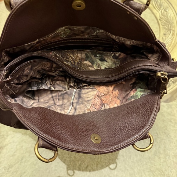 Browning Concealed Carry Purse Brown Leather 14” X 15” X 6” Camo Inside NWT - Picture 10 of 13